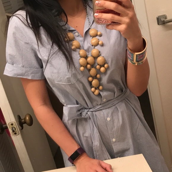 Blue + White Striped Shirt Dress 👔 - Picture 5 of 7